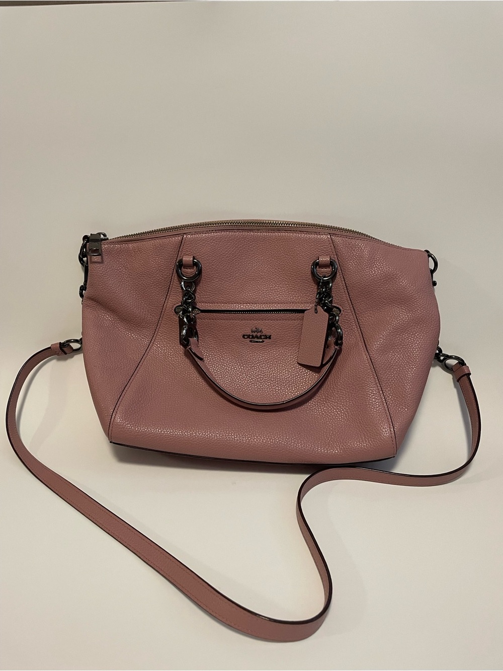 Coach Pink Pebbled Leather Shoulder Satchel